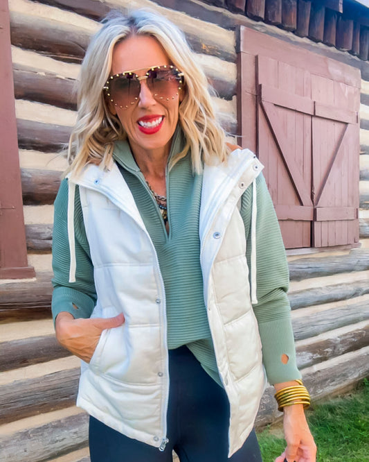 Ivory Switch Puffer Vest w/ 2 Detachable Hoodies | SALTY WAVE *DEAL* START SHIP DATE: LATE NOV