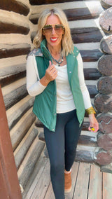 Forest Green Switch Puffer Vest w/ 2 Detachable Hoodies | SALTY WAVE