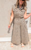 Wide leg leopard twill overalls jumpsuit - Final Sale