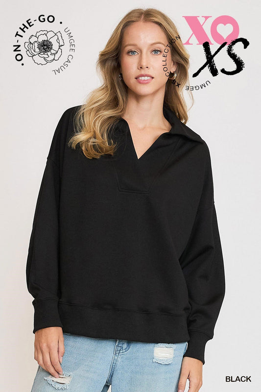 Luxeknit Collared Polo Sweatshirt | UMGEE
