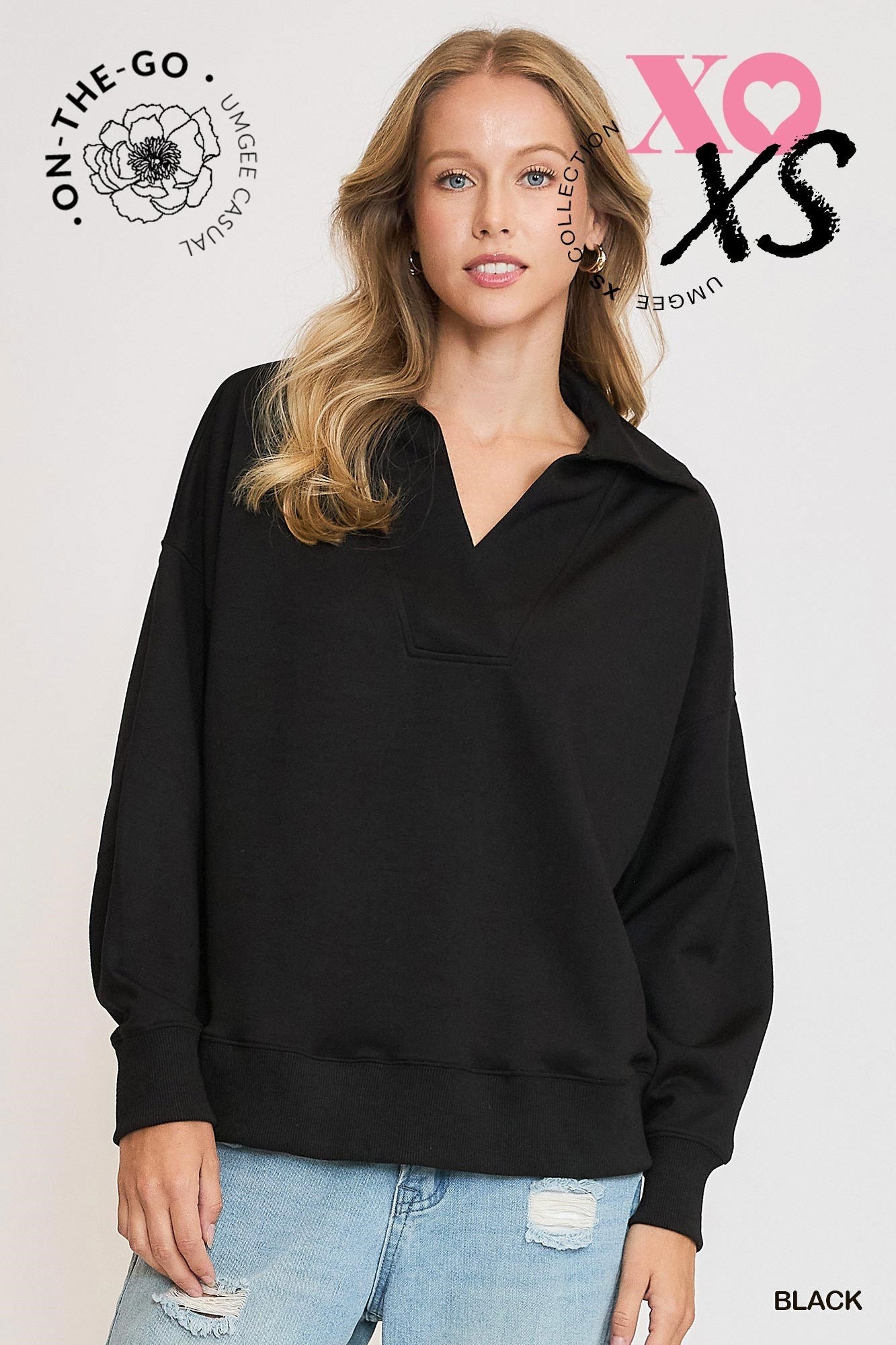 Luxeknit Collared Polo Sweatshirt | UMGEE