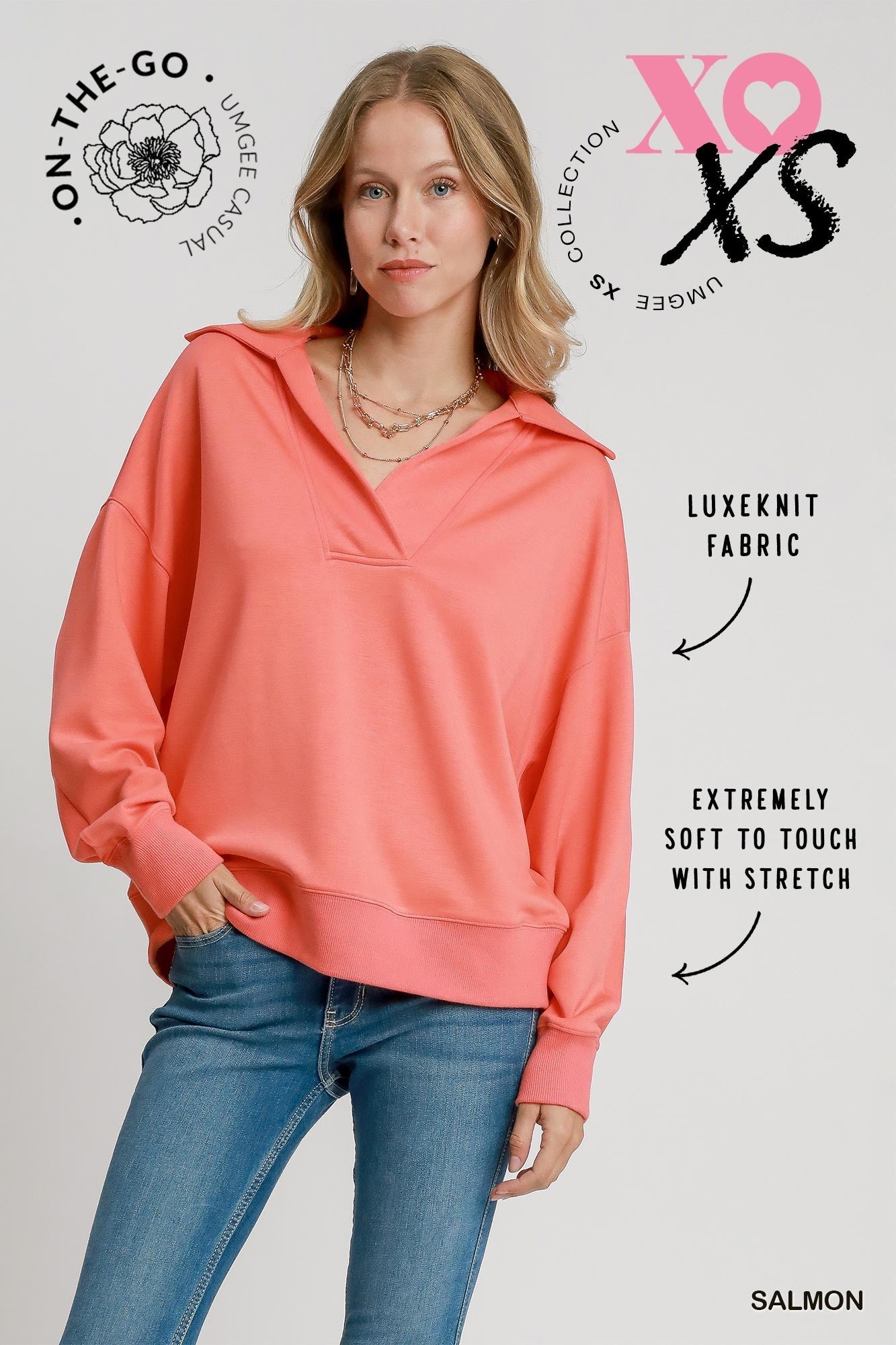 Luxeknit Collared Polo Sweatshirt | UMGEE