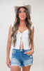 All Tied Up Linen Lace Up Tank Top