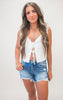 All Tied Up Linen Lace Up Tank Top