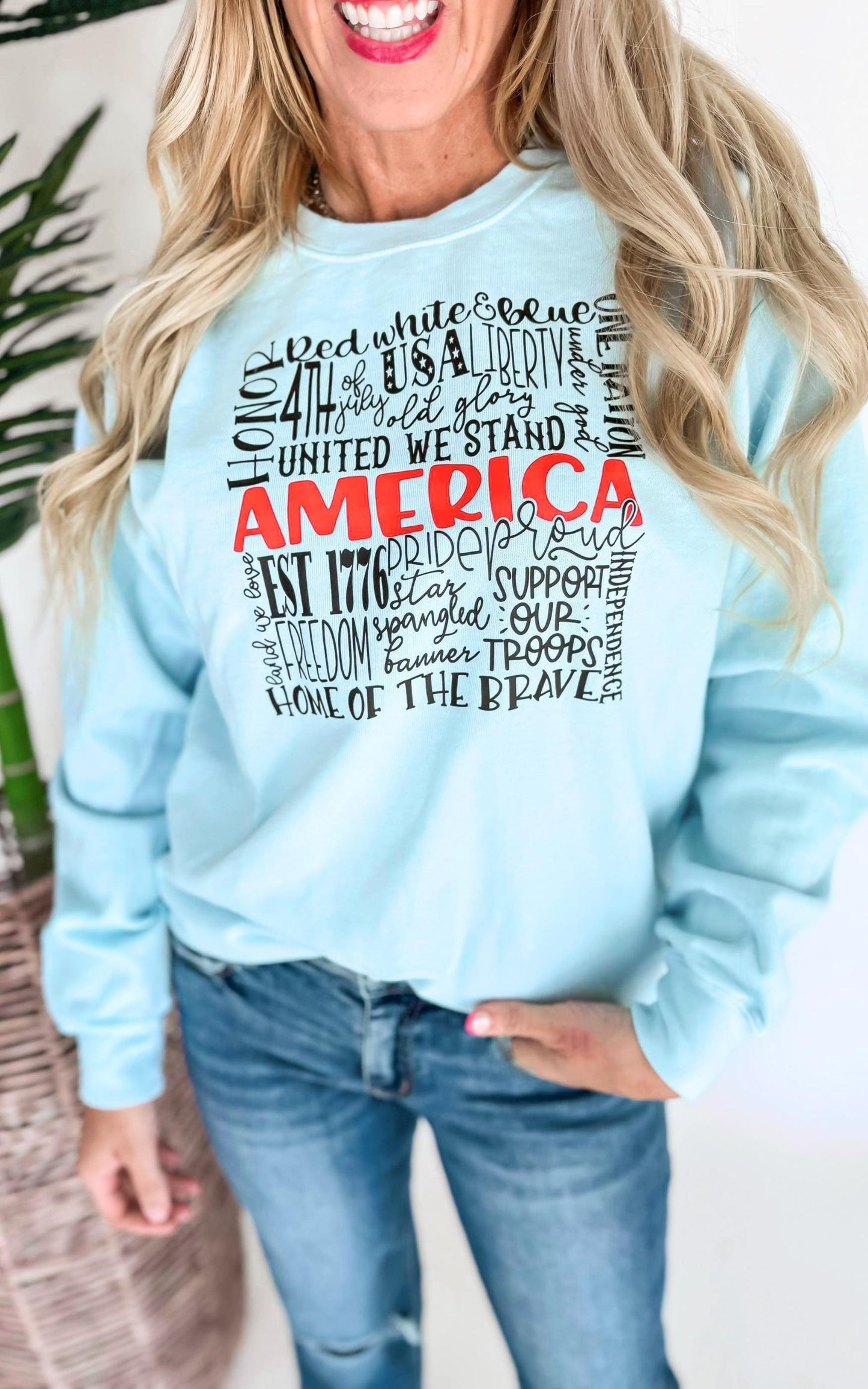 Comfort Colors Blue America Sweatshirt- Final Sale