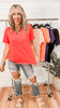 Casual Basic Cotton V Neck Short Sleeve *DEAL