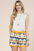 Mustard Aztec Print Color Block Shorts
