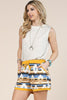 Mustard Aztec Print Color Block Shorts