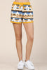 Mustard Aztec Print Color Block Shorts