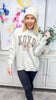 XOXO Checked Sand Crewneck Graphic Sweatshirt *
