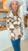 Oatmeal Checkered Open Front Cardigan With Pockets