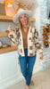 Oatmeal Checkered Open Front Cardigan With Pockets