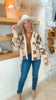 Oatmeal Checkered Open Front Cardigan With Pockets