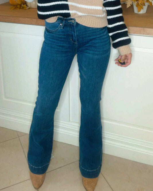 Nice Navy High Rise Flare Trouser Denim Jean | MICA *PREORDER