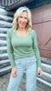 Olive Hold Tight Scoop Neck Long Sleeve Top | SALTY WAVE *START SHIP DATE: OCT 28TH (DEAL)
