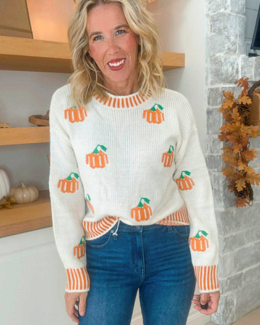 Hey Pumpkin Embroidered Sweater