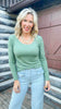 Olive Hold Tight Scoop Neck Long Sleeve Top | SALTY WAVE *START SHIP DATE: OCT 28TH (DEAL)