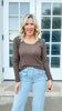 Dark Chocolate Hold Tight Scoop Neck Long Sleeve Top | SALTY WAVE *START SHIP DATE: OCT 28TH (DEAL)