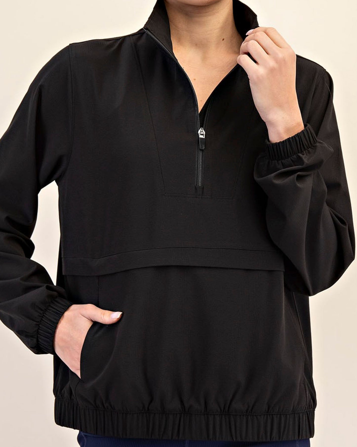 Crinkle Woven Quarter Zip Active Jacket | RAE MODE