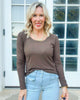 Dark Chocolate Hold Tight Scoop Neck Long Sleeve Top | SALTY WAVE *START SHIP DATE: OCT 28TH (DEAL)