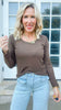 Dark Chocolate Hold Tight Scoop Neck Long Sleeve Top | SALTY WAVE *START SHIP DATE: OCT 28TH (DEAL)