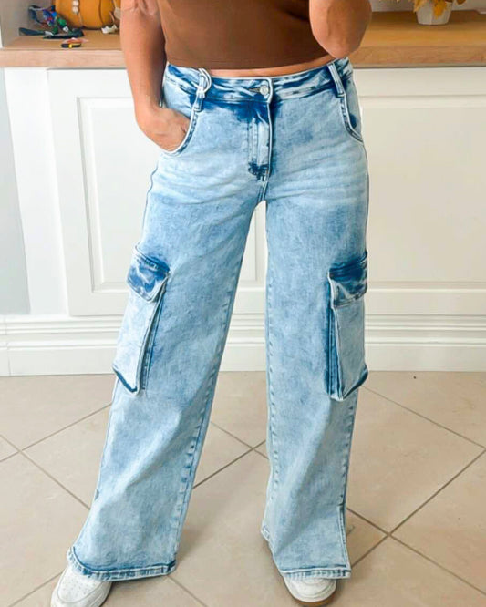High Rise Wide Leg Flare Denim Jeans