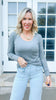 Heather Grey Hold Tight Scoop Neck Long Sleeve Top | SALTY WAVE *START SHIP DATE: OCT 28TH (DEAL)