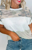 Cotton Slub Knit Camo Colorblock Top