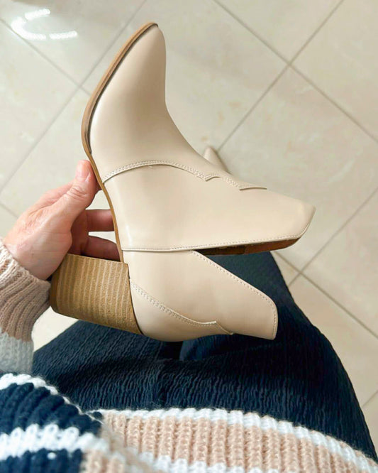 BROOKLYN Taupe Western Cutout Ankle Boot