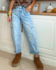 Super High Rise Barrel-leg With Cropped Cargo Denim Jeans | MICA *PREORDER
