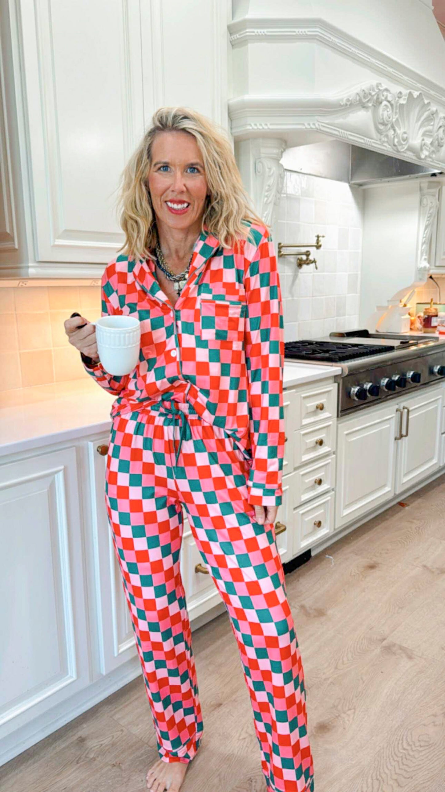 Dream in Color Checked Wide Leg Pajama Set | SALTY WAVE - *DEAL* PREORDER NOV Ship Date