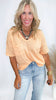 Boucle Sweater Knit Short Sleeve Henley Top