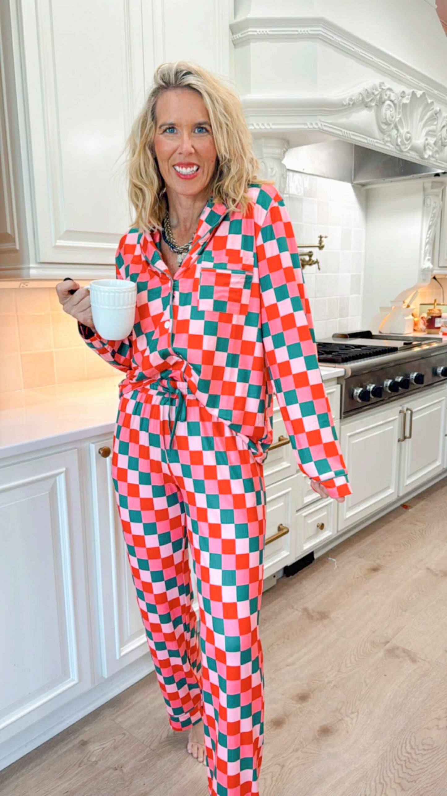 Dream in Color Checked Wide Leg Pajama Set | SALTY WAVE - *DEAL* PREORDER NOV Ship Date