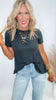 Chest Criss Cross Short Sleeve Tunic Top