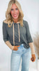 Thermal Knit Jacquard Rib Knit Hoodie Top (2 COLORS)