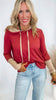 Thermal Knit Jacquard Rib Knit Hoodie Top (2 COLORS)