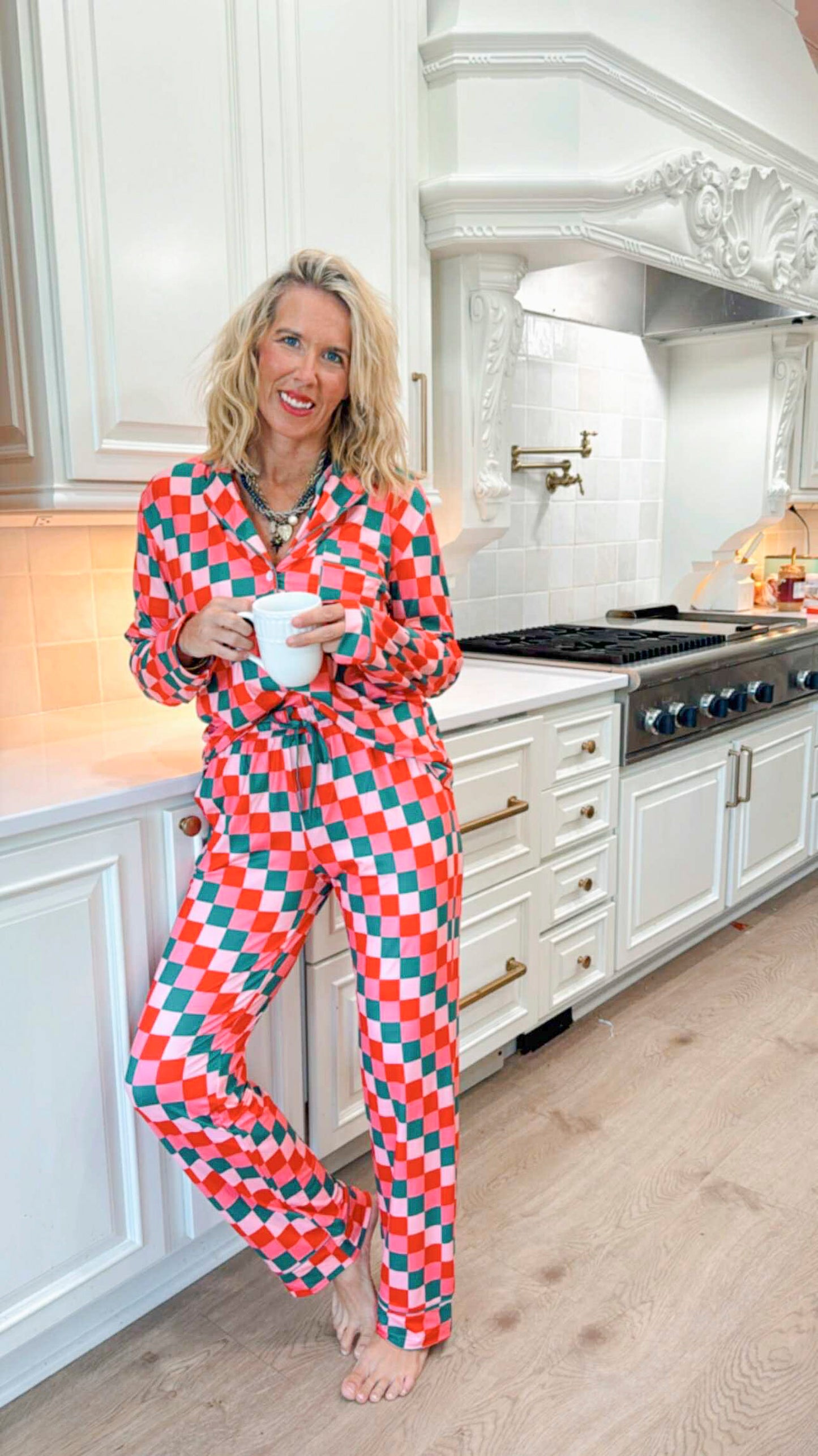 Dream in Color Checked Wide Leg Pajama Set | SALTY WAVE - *DEAL* PREORDER NOV Ship Date