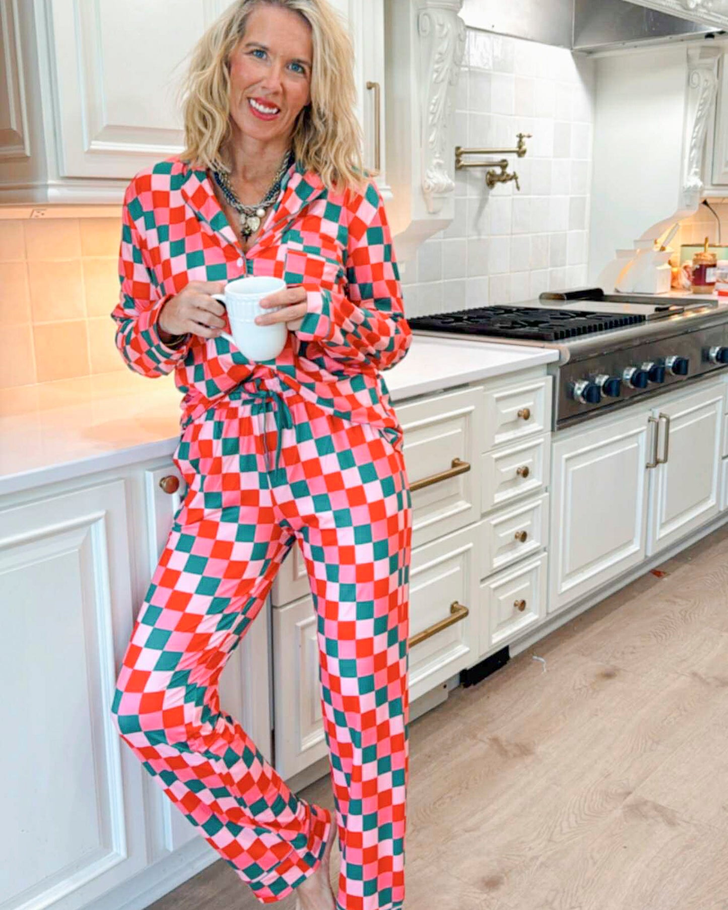 Dream in Color Checked Wide Leg Pajama Set | SALTY WAVE - *DEAL* PREORDER NOV Ship Date