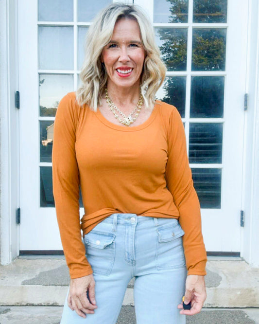 ACORN Hold Tight Scoop Neck Long Sleeve Top | SALTY WAVE *START SHIP DATE: OCT 28TH (DEAL)