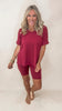 Brushed Dty Microfiber V-neck Top & Biker Shorts