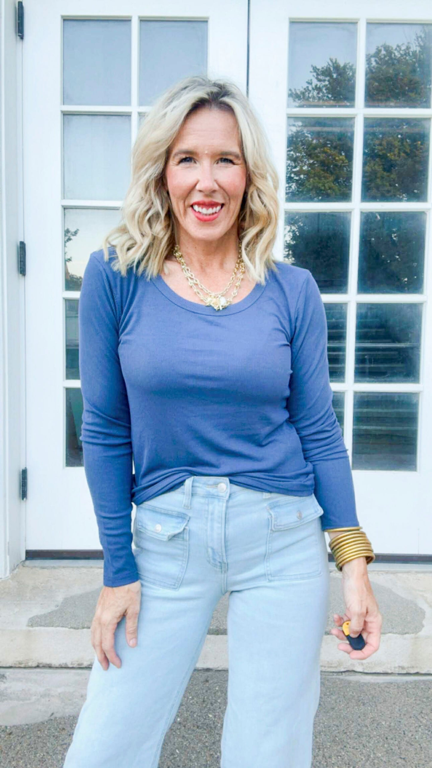 Navy Hold Tight Scoop Neck Long Sleeve Top | SALTY WAVE *START SHIP DATE: OCT 28TH (DEAL)