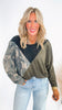 Brushed Hacci Color Block Top With Camouflage (3 COLORS)
