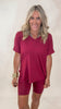 Brushed Dty Microfiber V-neck Top & Biker Shorts