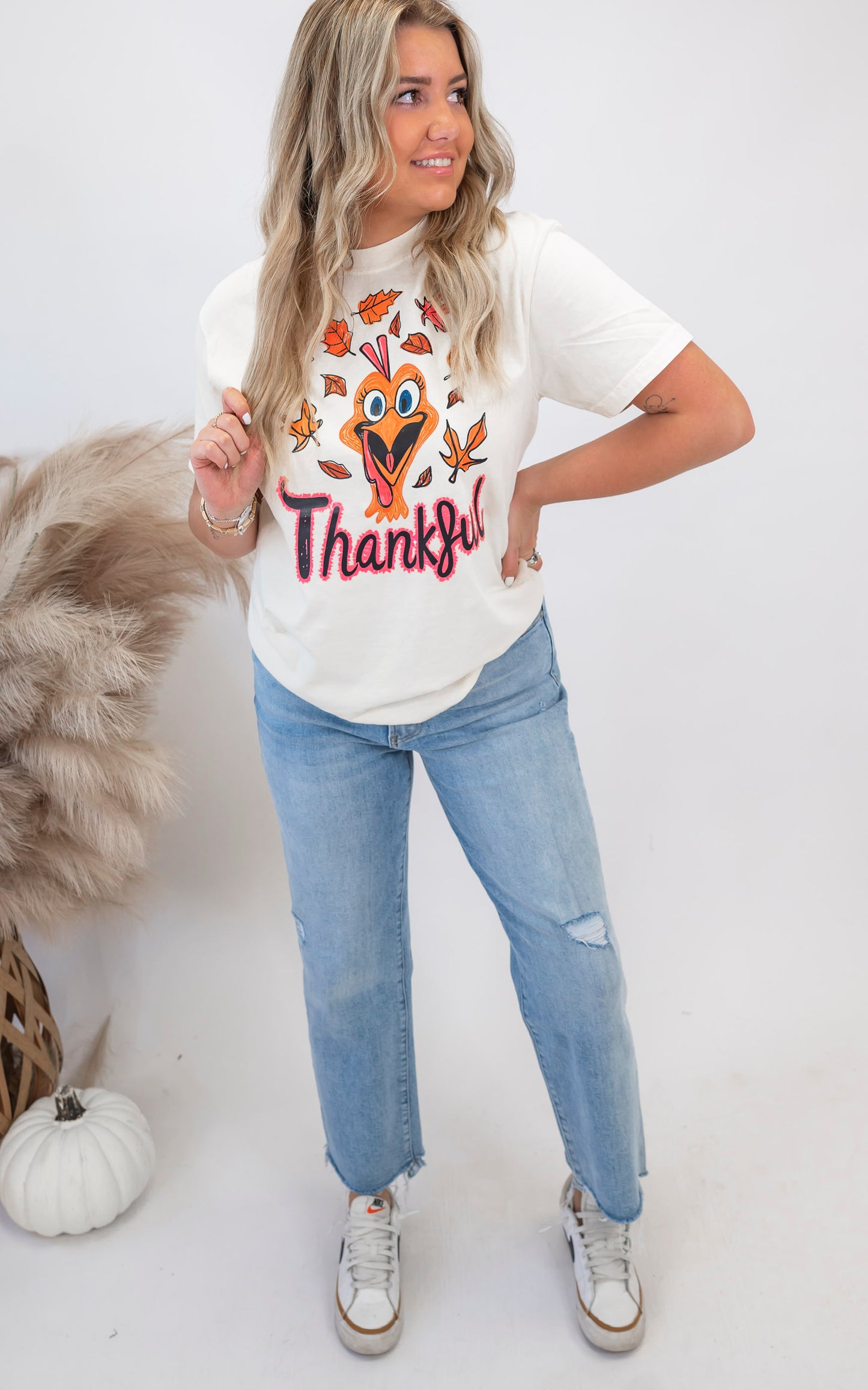 Turkey Day Thankful Garment Graphic T-shirt