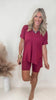Brushed Dty Microfiber V-neck Top & Biker Shorts