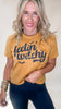 Antique Gold Feeling Witchy Garment Dyed Graphic Boxy Crop T-shirt