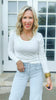 White Hold Tight Scoop Neck Long Sleeve Top | SALTY WAVE *START SHIP DATE: OCT 28TH (DEAL)