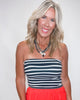 Striped Side-Ruched Tube Top