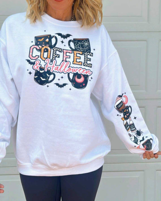 Coffee & Halloween Graphic Sweatshirt