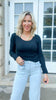Black Hold Tight Scoop Neck Long Sleeve Top | SALTY WAVE *START SHIP DATE: OCT 28TH (DEAL)